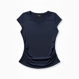 OGL SkinKiss Navy Short Sleeve V-Neck Tee Large